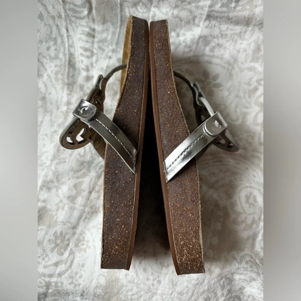 Tory Burch Silver and Brown Sandals